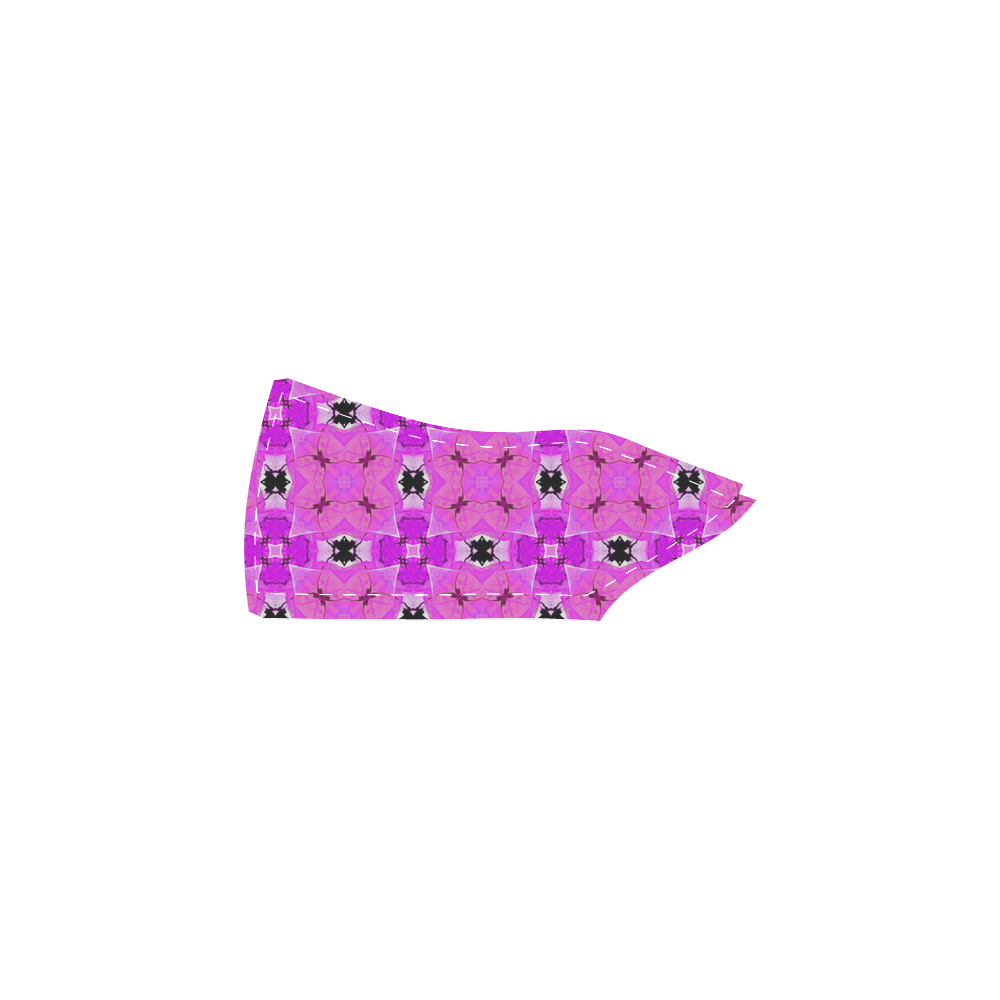 Circle Lattice of Floral Pink Violet Modern Quilt Women's Slip-on Canvas Shoes (Model 019)