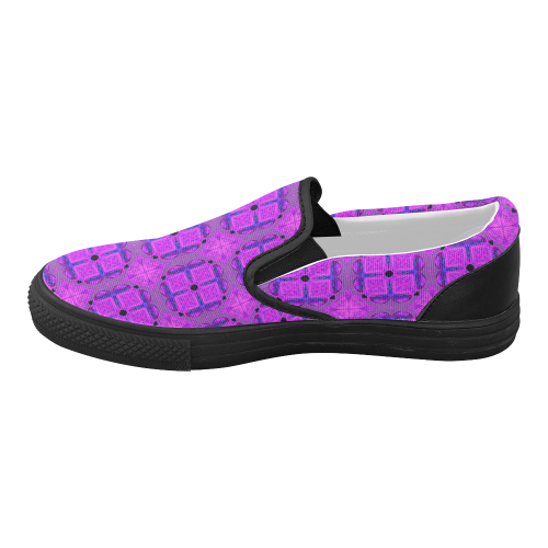 Abstract Dancing Diamonds Purple Violet Women's Slip-on Canvas Shoes (Model 019)