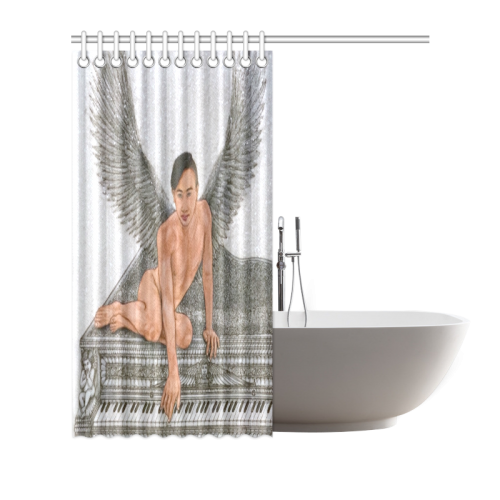 Angel And Piano Drawing Shower Curtain 66"x72"