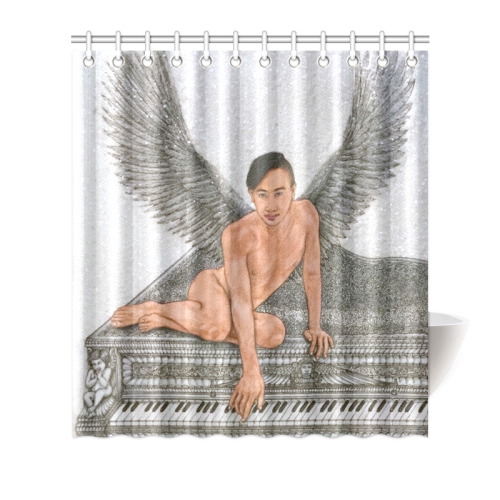 Angel And Piano Drawing Shower Curtain 66"x72"