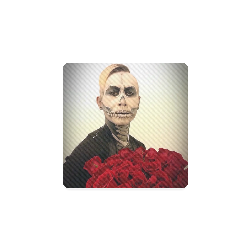 Skull Tux And Roses Photograph Square Coaster
