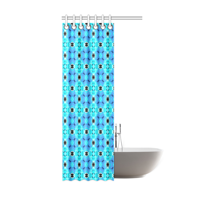 Vibrant Modern Abstract Lattice Aqua Blue Quilt Shower Curtain 36"x72"