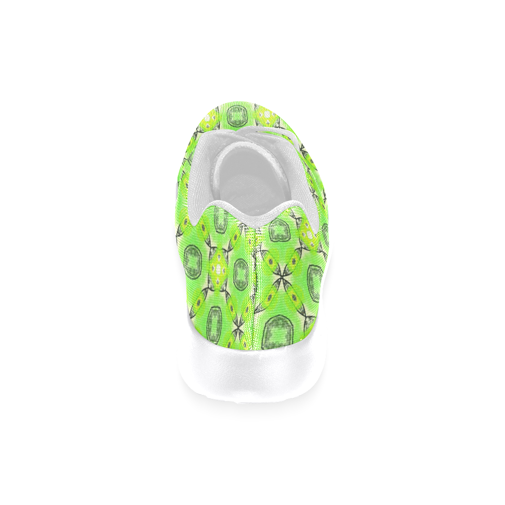 Vibrant Abstract Tropical Lime Foliage Lattice Women’s Running Shoes (Model 020)