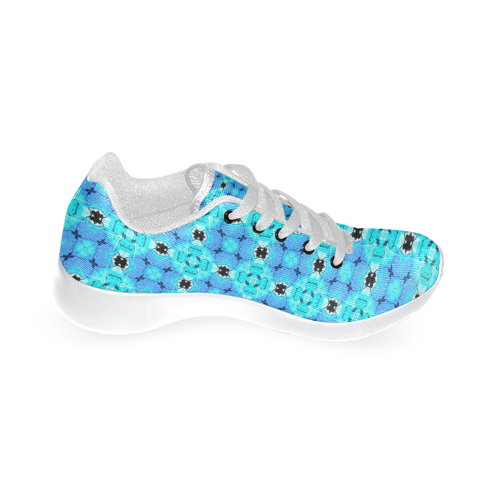 Vibrant Modern Abstract Lattice Aqua Blue Quilt Women’s Running Shoes (Model 020)