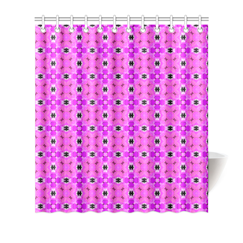 Circle Lattice of Floral Pink Violet Modern Quilt Shower Curtain 66"x72"