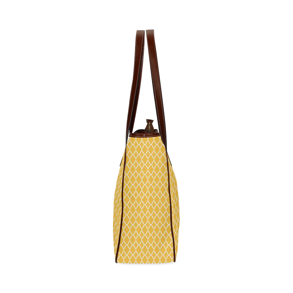 sunny yellow white quatrefoil classic pattern Classic Tote Bag (Model 1644)