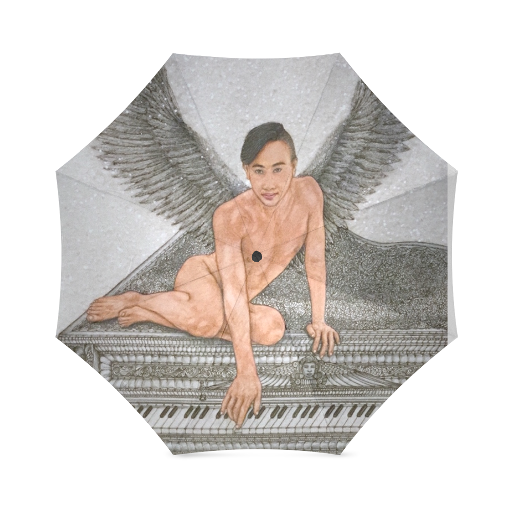 Angel And Piano Drawing Foldable Umbrella (Model U01)