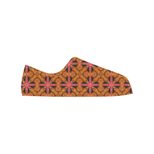 Peach Lattice Abstract Pink Snowflake Star Women's Classic Canvas Shoes (Model 018)