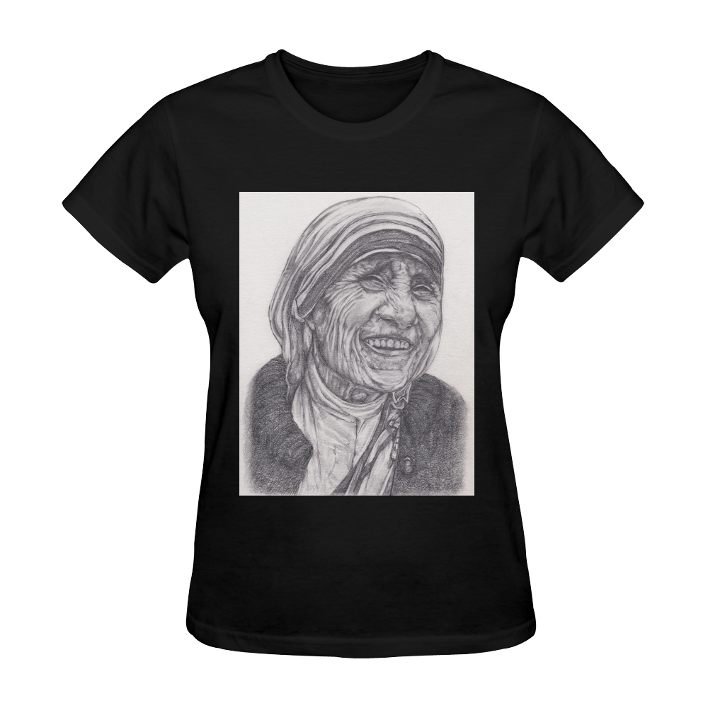 Mother Theresa Drawing Sunny Women's T-shirt (Model T05)