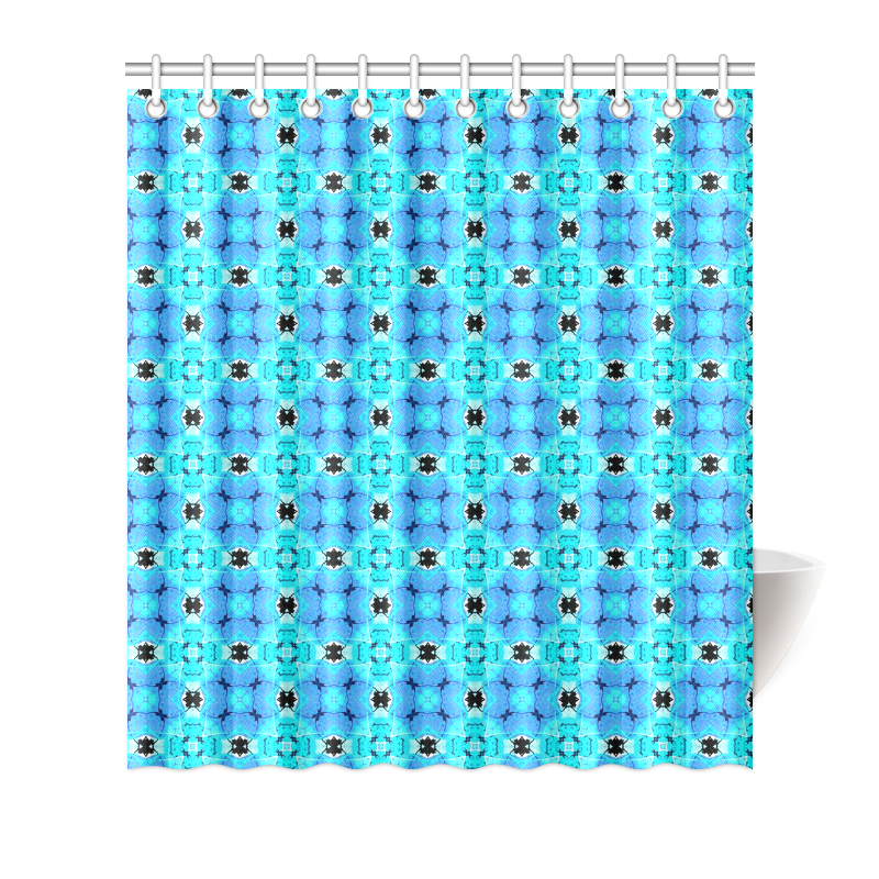 Vibrant Modern Abstract Lattice Aqua Blue Quilt Shower Curtain 66"x72"