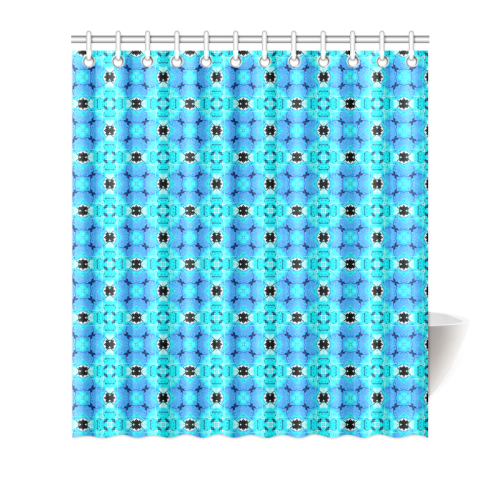 Vibrant Modern Abstract Lattice Aqua Blue Quilt Shower Curtain 66"x72"