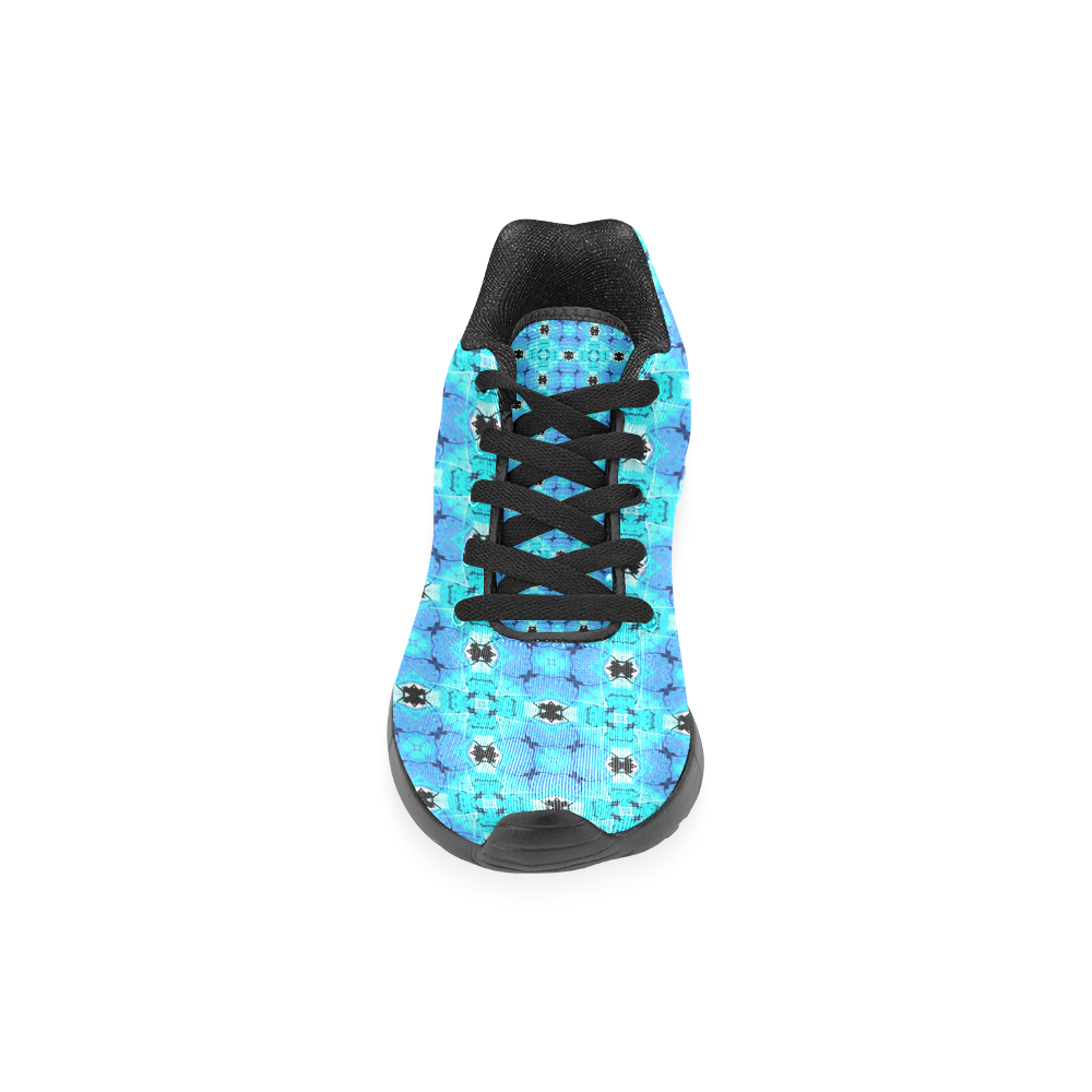 Vibrant Modern Abstract Lattice Aqua Blue Quilt Men’s Running Shoes (Model 020)