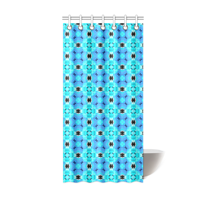 Vibrant Modern Abstract Lattice Aqua Blue Quilt Shower Curtain 36"x72"