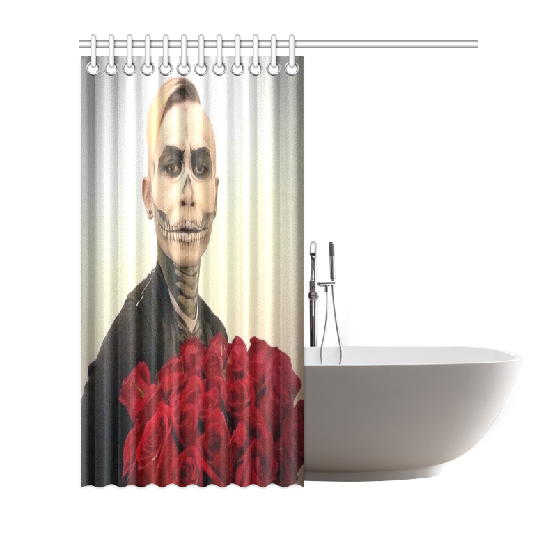 Skull Tux And Roses Photograph Shower Curtain 66"x72"