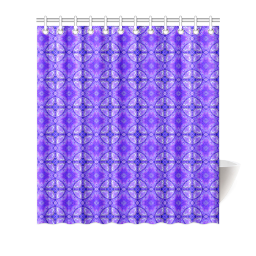 Purple Abstract Flowers, Lattice, Circle Quilt Shower Curtain 66"x72"