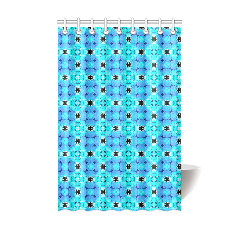 Vibrant Modern Abstract Lattice Aqua Blue Quilt Shower Curtain 48"x72"