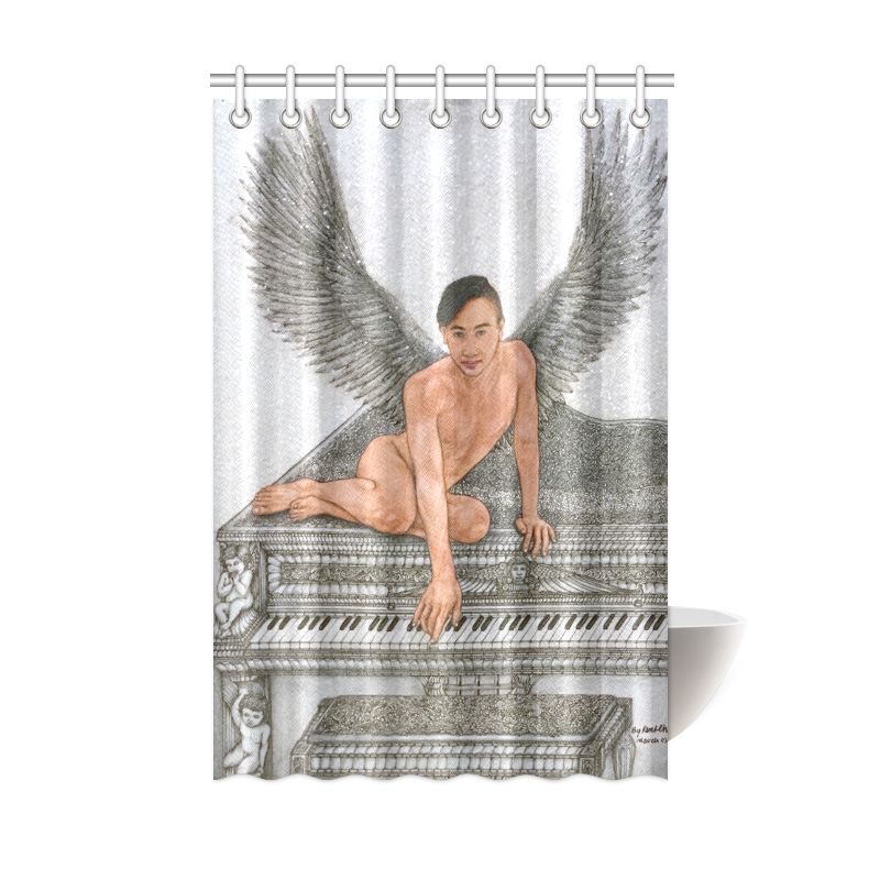 Angel And Piano Drawing Shower Curtain 48"x72"