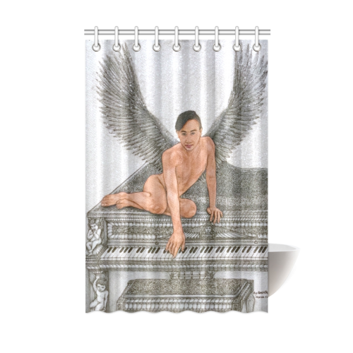 Angel And Piano Drawing Shower Curtain 48"x72"