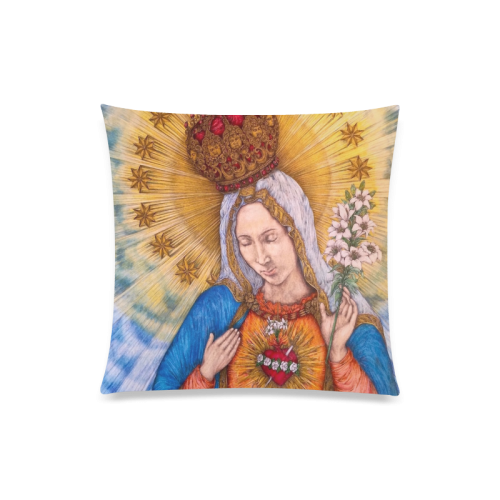 Immaculate Heart Of Virgin Mary Drawing Custom Zippered Pillow Case 20"x20"(One Side)