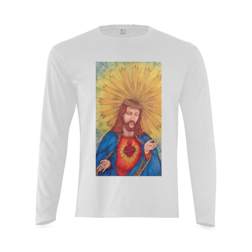 Sacred Heart Of Jesus Christ Drawing Sunny Men's T-shirt (long-sleeve) (Model T08)