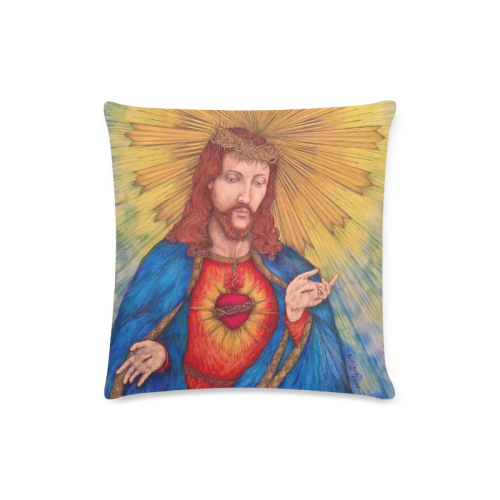 Sacred Heart Of Jesus Christ Drawing Custom Zippered Pillow Case 16"x16" (one side)