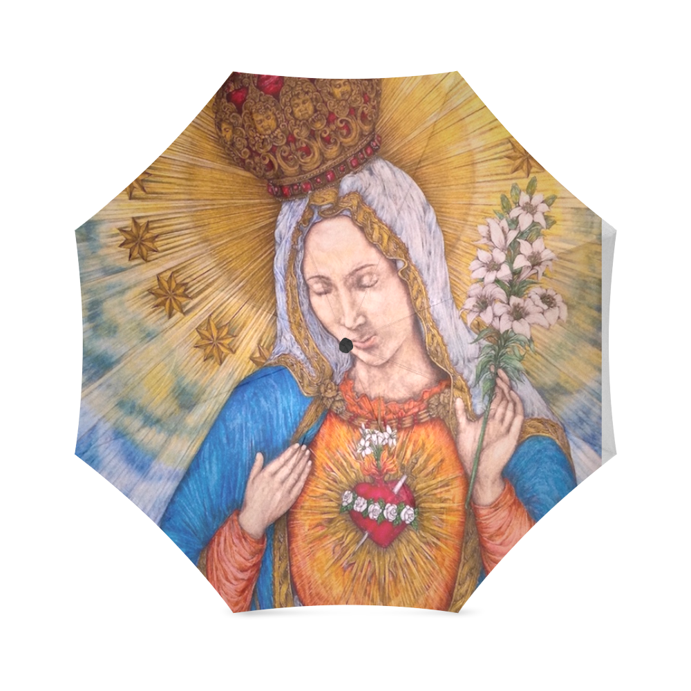 Immaculate Heart Of Virgin Mary Drawing Foldable Umbrella (Model U01)