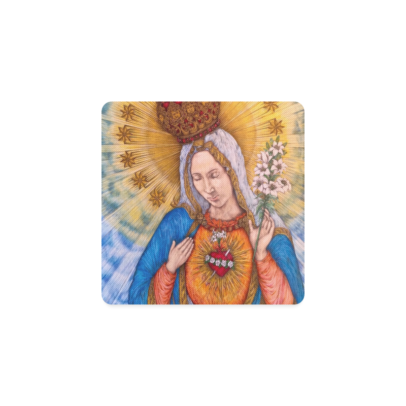 Immaculate Heart Of Virgin Mary Drawing Square Coaster