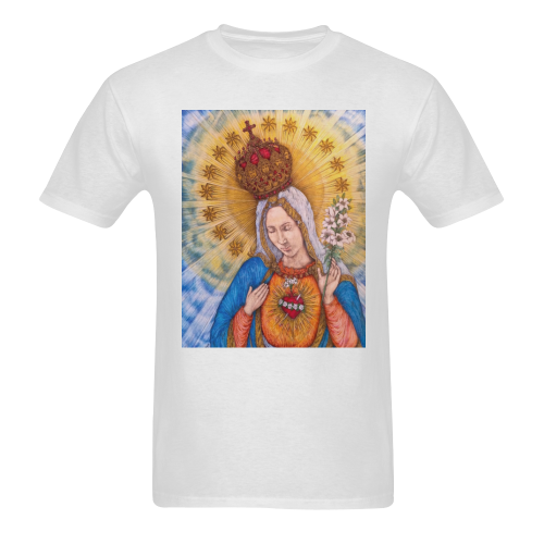 Immaculate Heart Of Virgin Mary Drawing Sunny Men's T- shirt (Model T06)