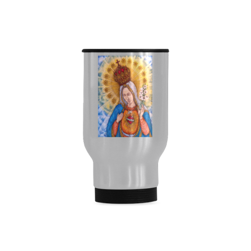 Immaculate Heart Of Virgin Mary Drawing Travel Mug (Silver) (14 Oz)