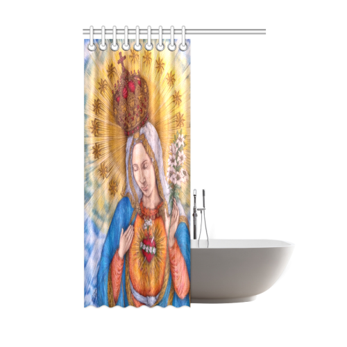 Immaculate Heart Of Virgin Mary Drawing Shower Curtain 48"x72"