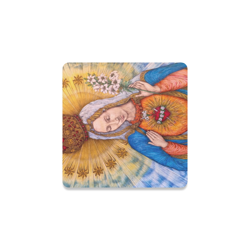 Immaculate Heart Of Virgin Mary Drawing Square Coaster