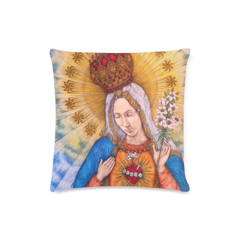 Immaculate Heart Of Virgin Mary Drawing Custom Zippered Pillow Case 16"x16" (one side)