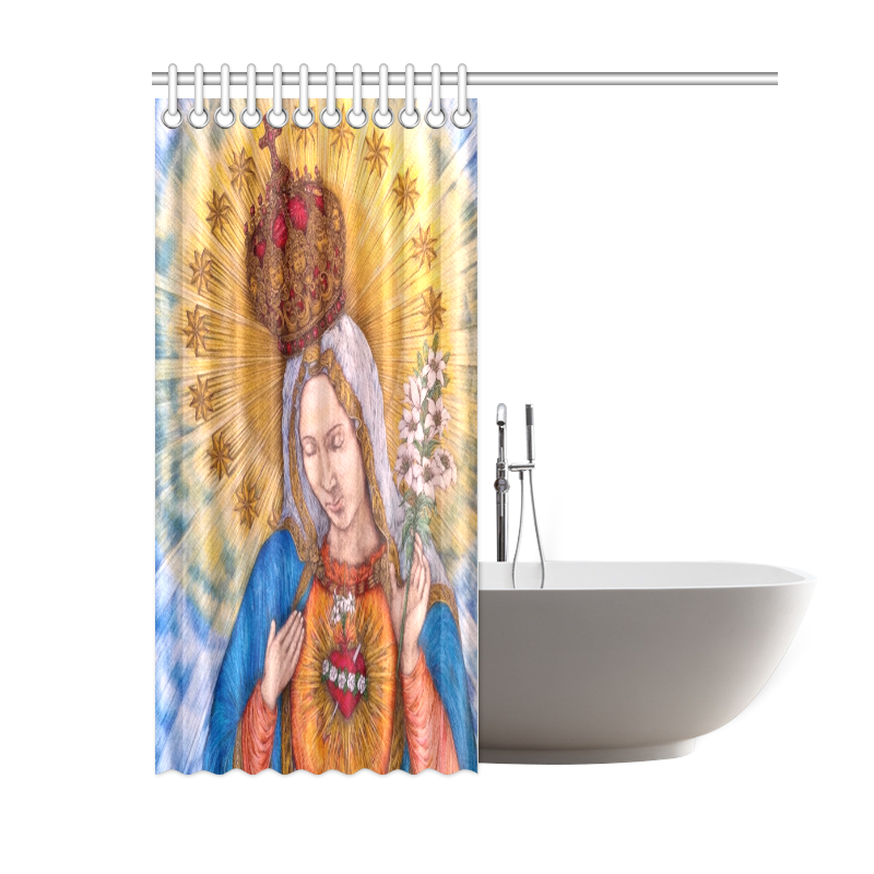 Immaculate Heart Of Virgin Mary Drawing Shower Curtain 60"x72"