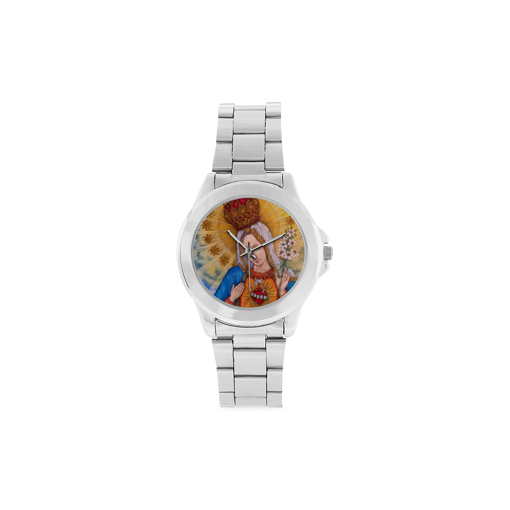 Immaculate Heart Of Virgin Mary Drawing Unisex Stainless Steel Watch(Model 103)