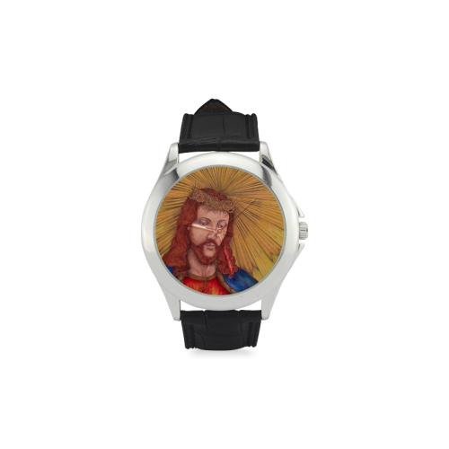 Sacred Heart Of Jesus Christ Drawing Women's Classic Leather Strap Watch(Model 203)