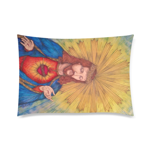 Sacred Heart Of Jesus Christ Drawing Custom Zippered Pillow Case 20"x30" (one side)