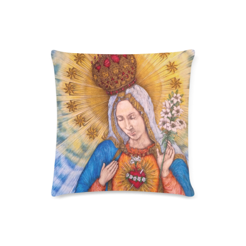 Immaculate Heart Of Virgin Mary Drawing Custom Zippered Pillow Case 16"x16"(Twin Sides)