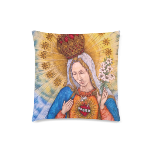 Immaculate Heart Of Virgin Mary Drawing Custom Zippered Pillow Case 18"x18" (one side)