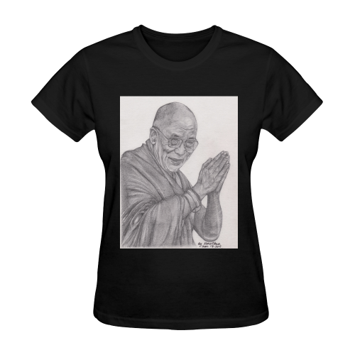 Dalai Lama Tenzin Gaytso Drawing Sunny Women's T-shirt (Model T05)