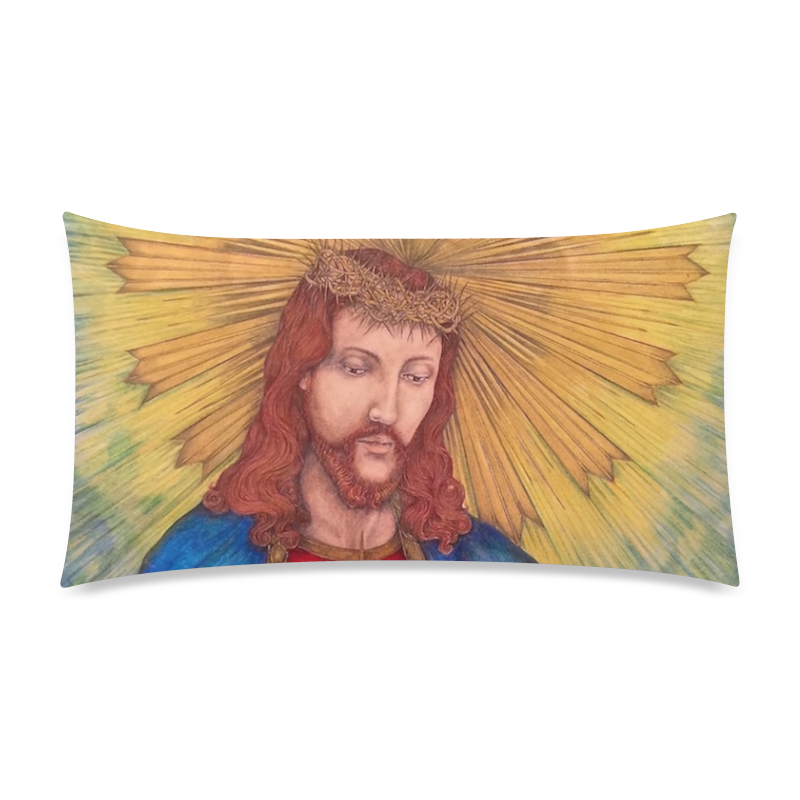 Sacred Heart Of Jesus Christ Drawing Rectangle Pillow Case 20"x36"(Twin Sides)