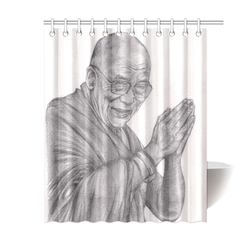 Dalai Lama Tenzin Gaytso Drawing Shower Curtain 60"x72"