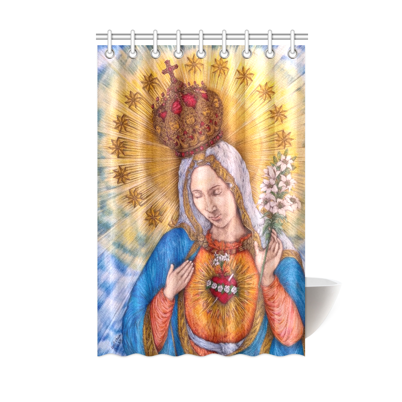 Immaculate Heart Of Virgin Mary Drawing Shower Curtain 48"x72"