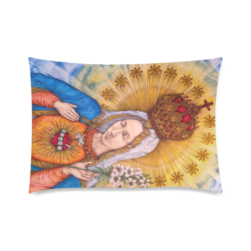 Immaculate Heart Of Virgin Mary Drawing Custom Zippered Pillow Case 20"x30"(Twin Sides)