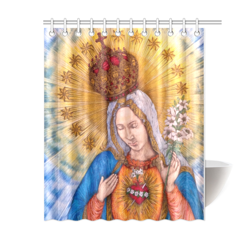Immaculate Heart Of Virgin Mary Drawing Shower Curtain 60"x72"