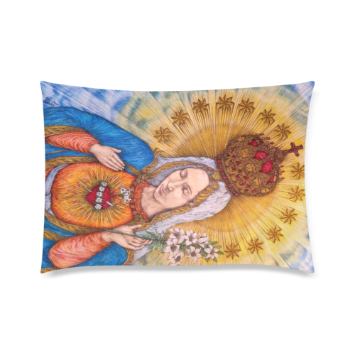 Immaculate Heart Of Virgin Mary Drawing Custom Zippered Pillow Case 20"x30" (one side)