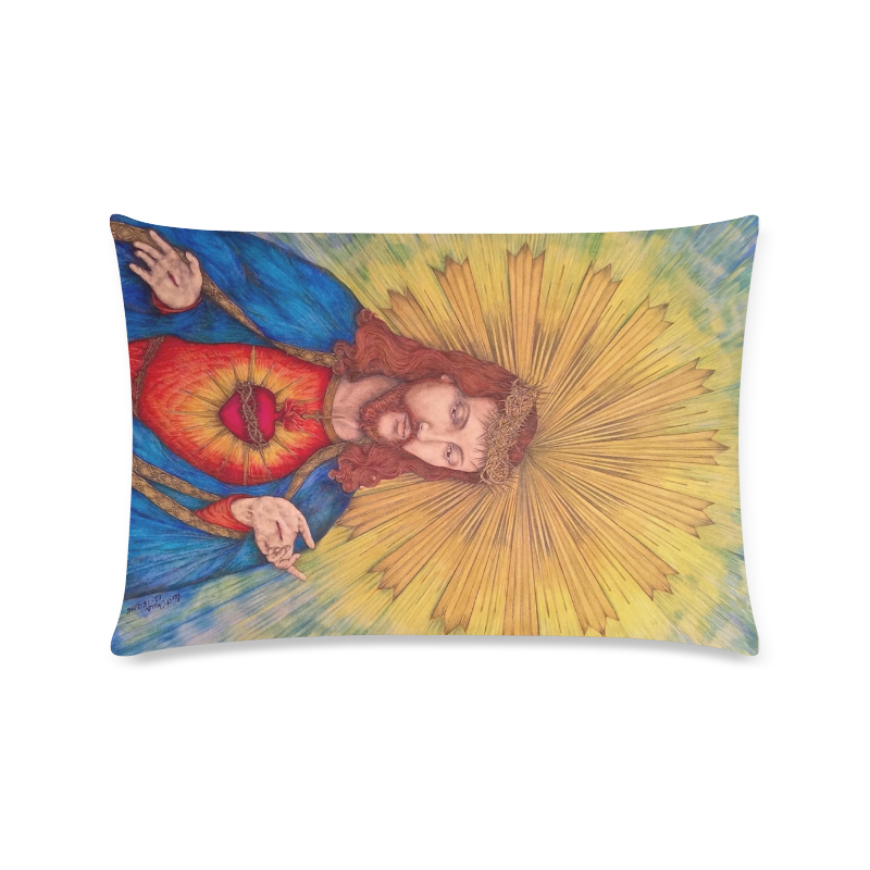 Sacred Heart Of Jesus Christ Drawing Custom Rectangle Pillow Case 16"x24" (one side)