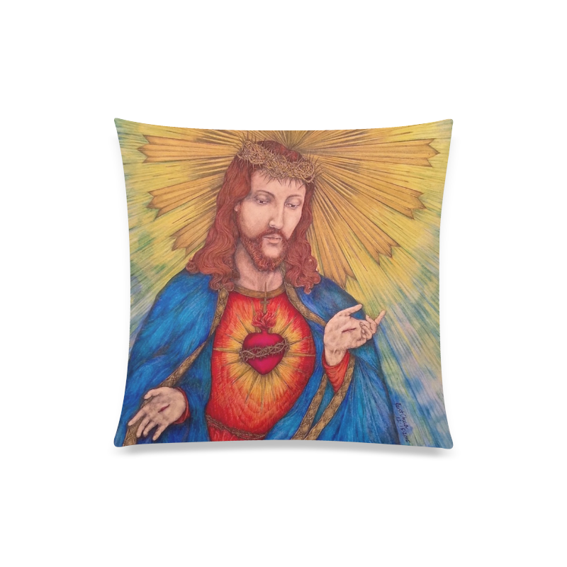 Sacred Heart Of Jesus Christ Drawing Custom Zippered Pillow Case 20"x20"(One Side)