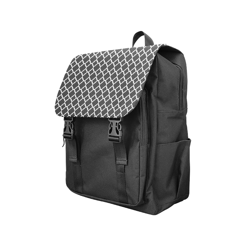 black white quatrefoil classic pattern Casual Shoulders Backpack (Model 1623)