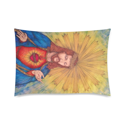 Sacred Heart Of Jesus Christ Drawing Custom Zippered Pillow Case 20"x30"(Twin Sides)