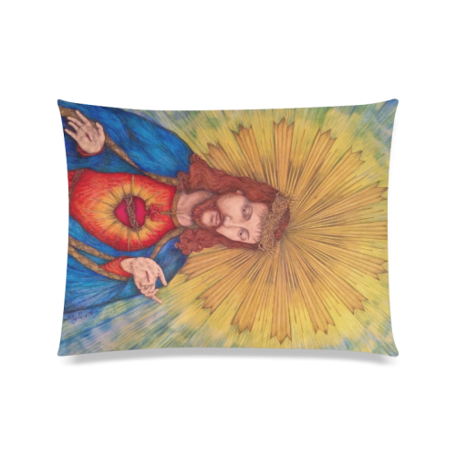 Sacred Heart Of Jesus Christ Drawing Custom Zippered Pillow Case 20"x26"(Twin Sides)